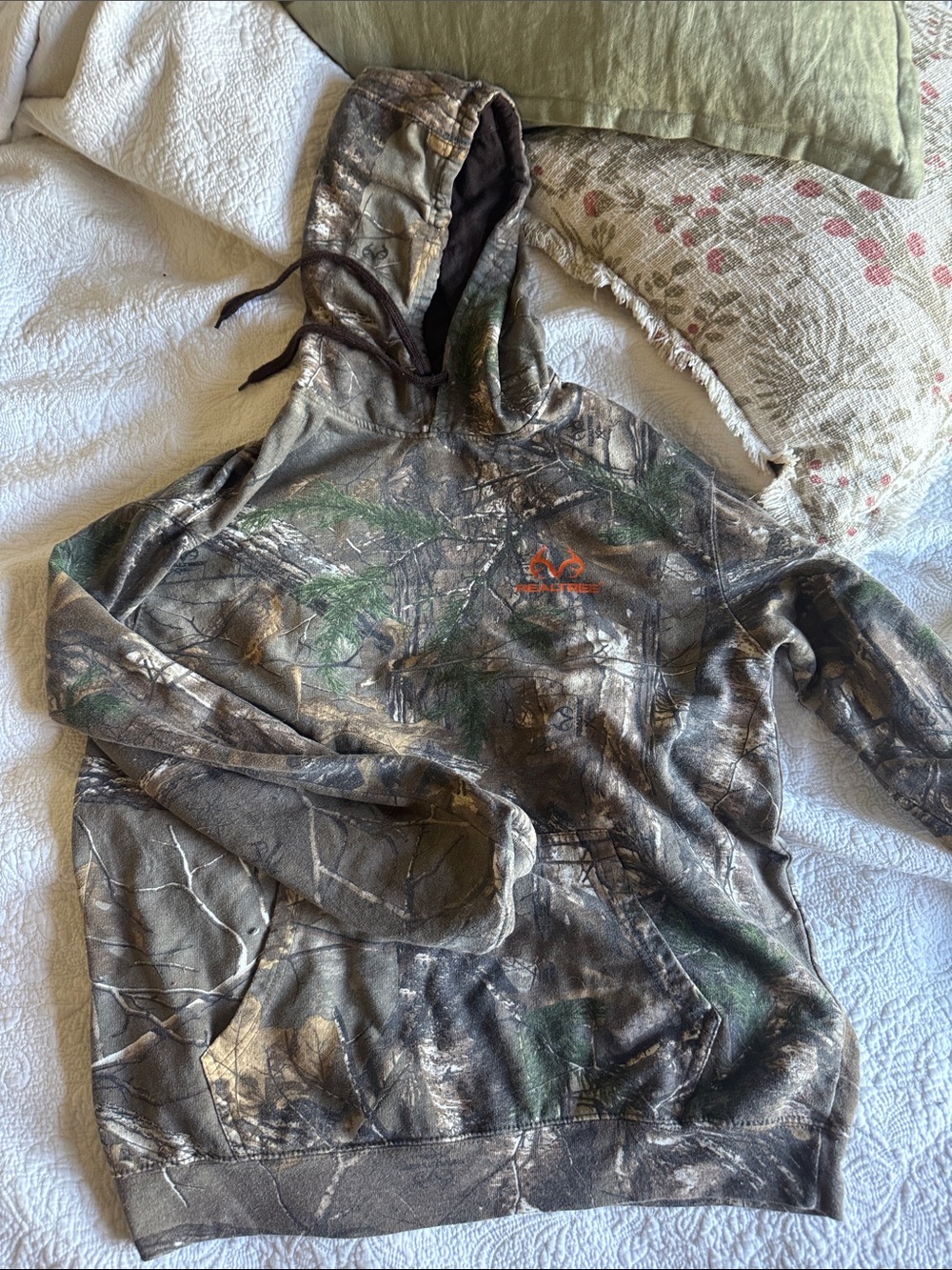 Real tree Women’s Camo Hooded Sweatshirt - Orange Logo